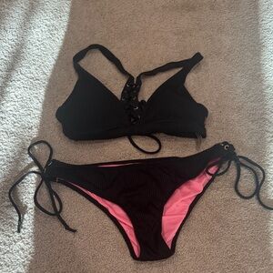 Black and Pink Women's Bikini Set